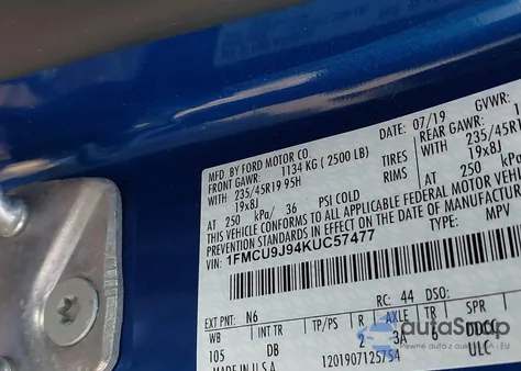 2019 Ford Escape Titanium из США, поврежденный, VIN 1FMCU9J94KUC57477